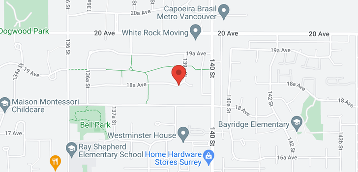 map of 13910 18A AVENUE